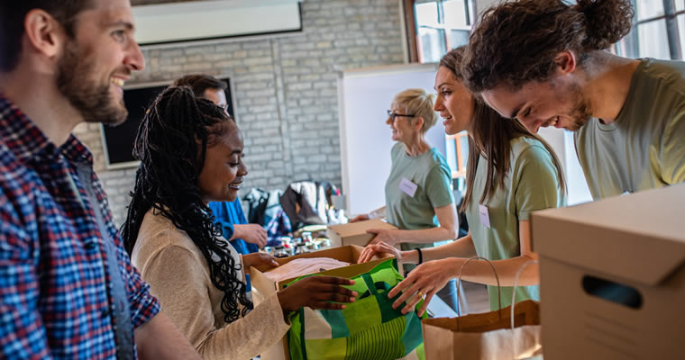 Employees with donation collection